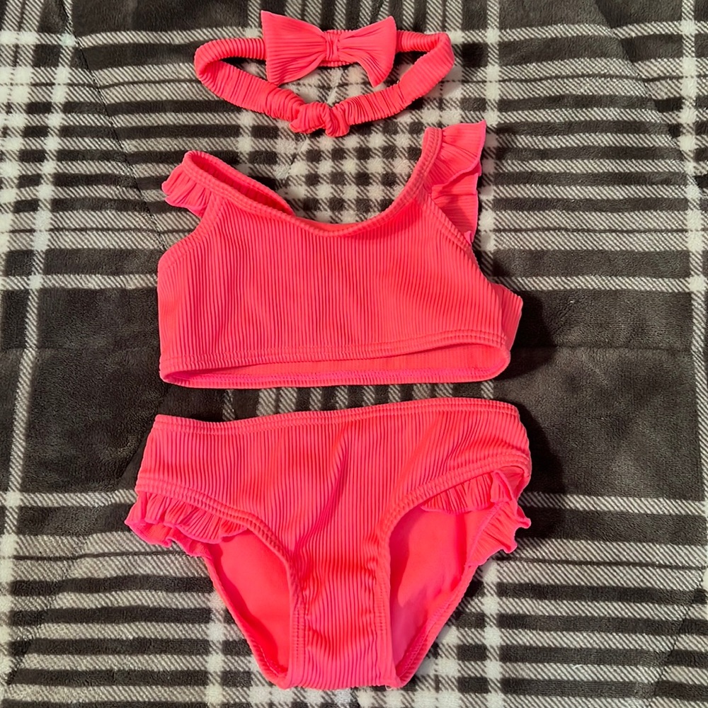 HP!! 🎊NWOT Hot pink toddler girl 2 piece bathing suit